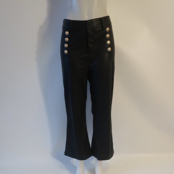 Generation Love Black Boot Cut Pants with Gold Buttons - Picture 1 of 10